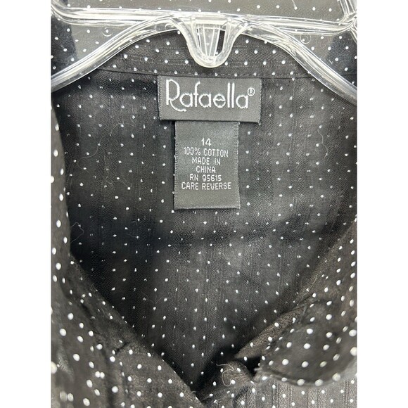 Rafaella Top Black Polka Dot Button Up Sleeveless Blouse Womens Size 14 Business - Picture 9 of 9